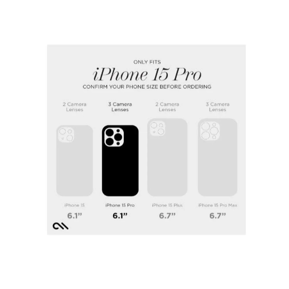 Case Mate iPhone 15 Pro Case Sheer Crystal Champagne Gold Wireless Charging 6.1